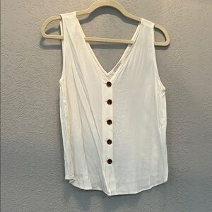 LOFT - White Sleeveless Button-Down Top (M)